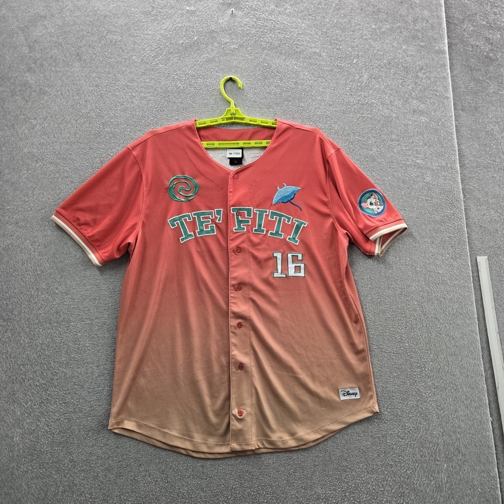 Disney Women Jersey XL Coral Ombre Embroidered Moana Te Fiti Baseball BoxLunch